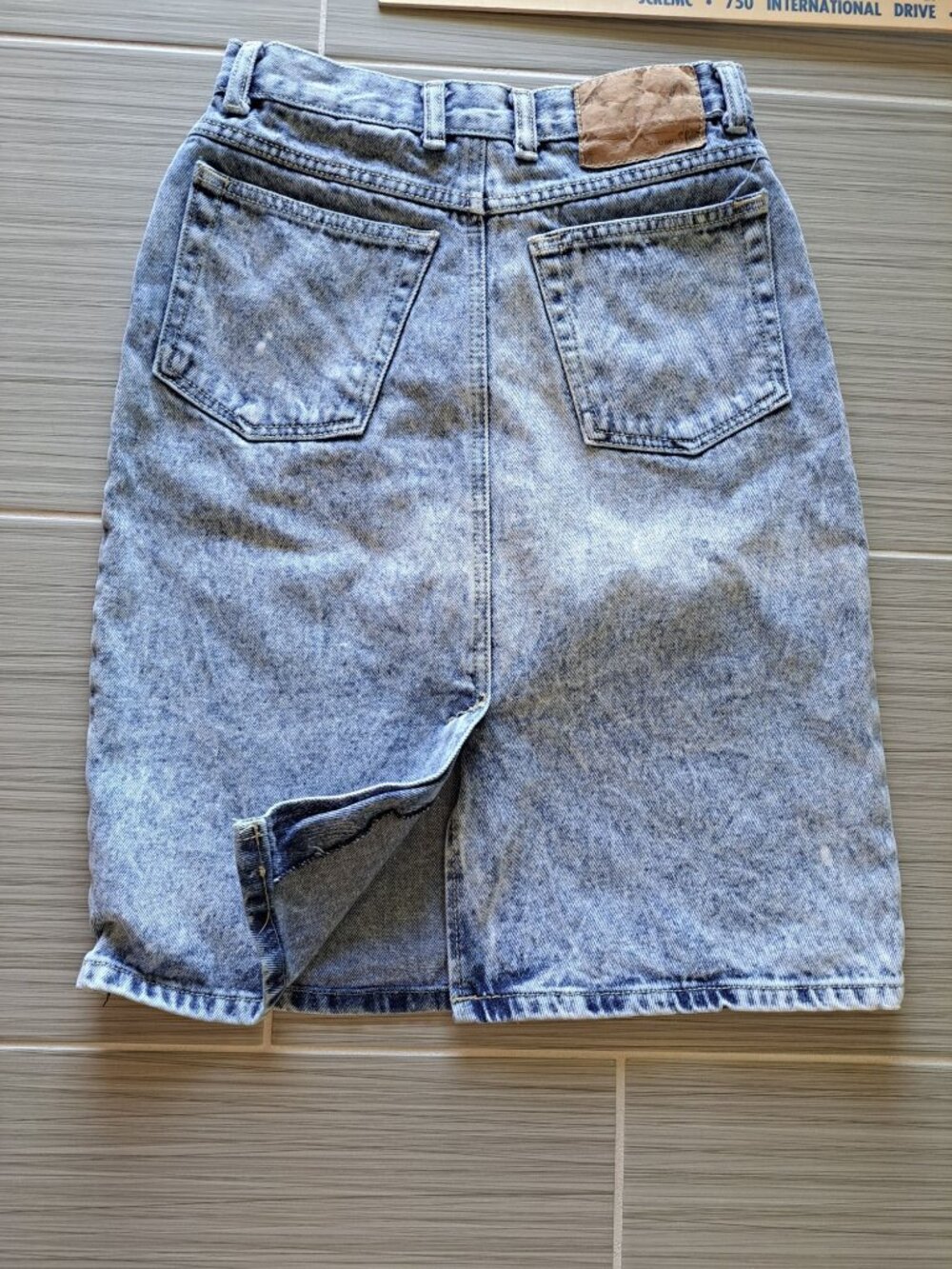 Vintage 80's Denim Skirt Sergio Diamond Stone Wash High Waist Cotton Womens 26" - Picture 5 of 7